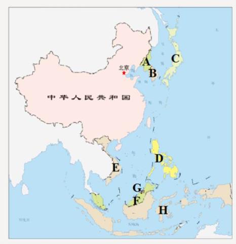 下图是我国海上邻国分布图，请根据该图回答以下几个问题。